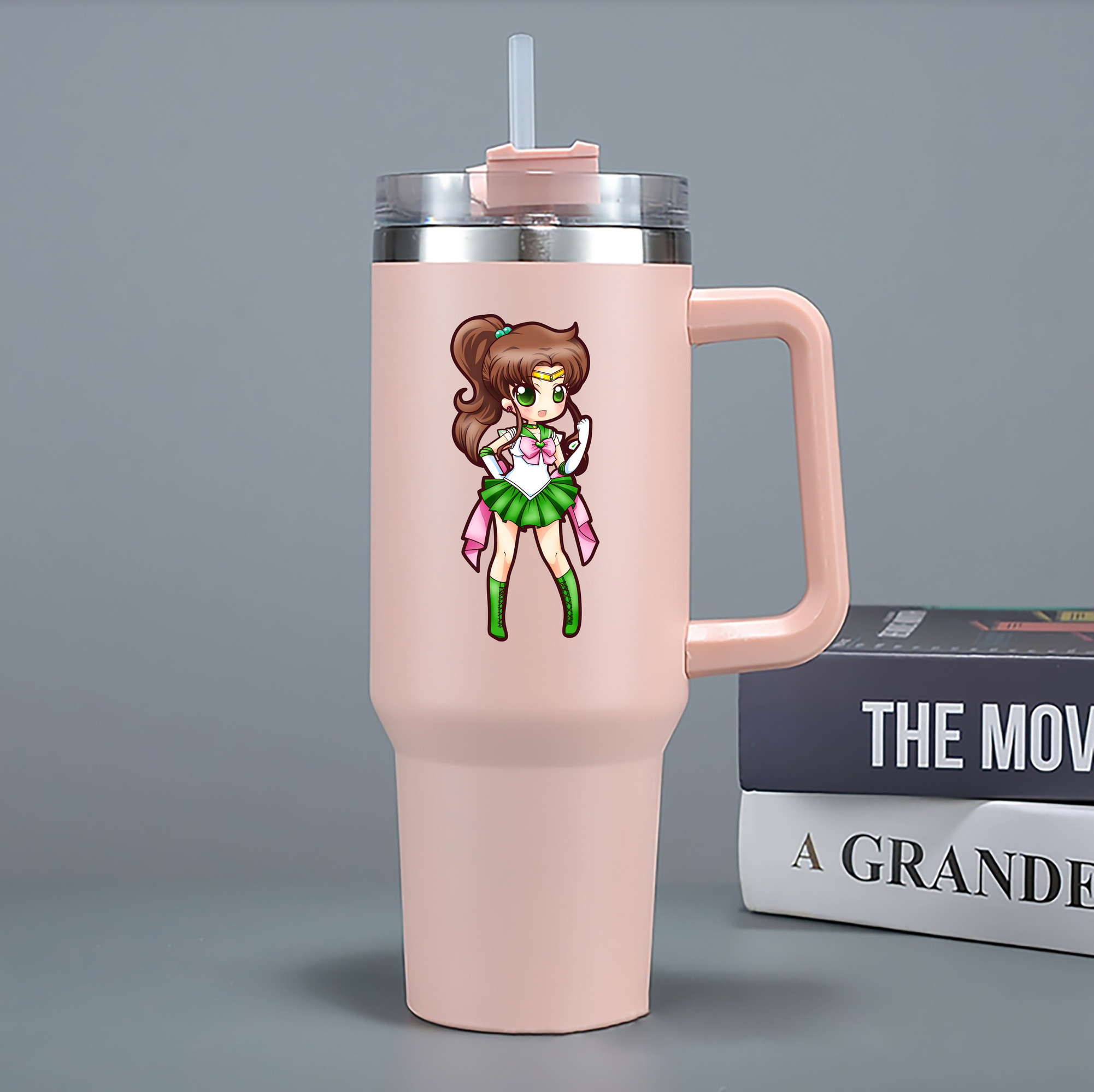 （画像用） 美少女戦士セーラームーン 木野 まこと きの まこと Sailor Moon Kino Makoto （セーラージュピター；Sailor Jupiter） 1200mL車用タンブラー - クリスタルステッカー（プラスチックストロー付き）